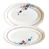2 vintage Sarreguemines dishes, table service dishes with floral hand decoration