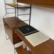 Bibliothèque vintage string en métal et teck