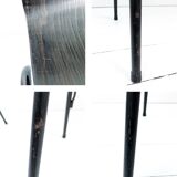 Lot de 2 chaises vintage Pagholz assise brun foncé piètement métal noir Wes