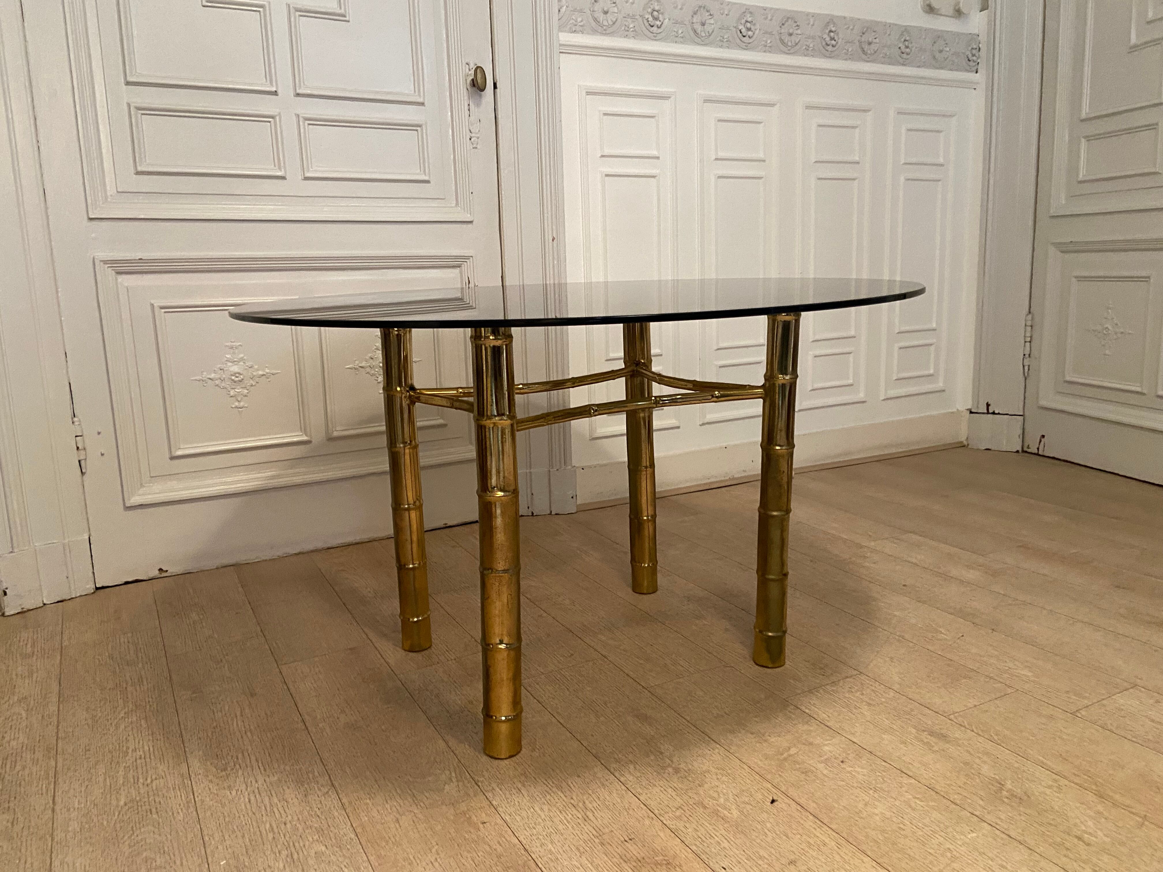 Dining table, fake golden bamboo, 1970s
