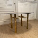 Table à manger, faux bambou doré, 1970s