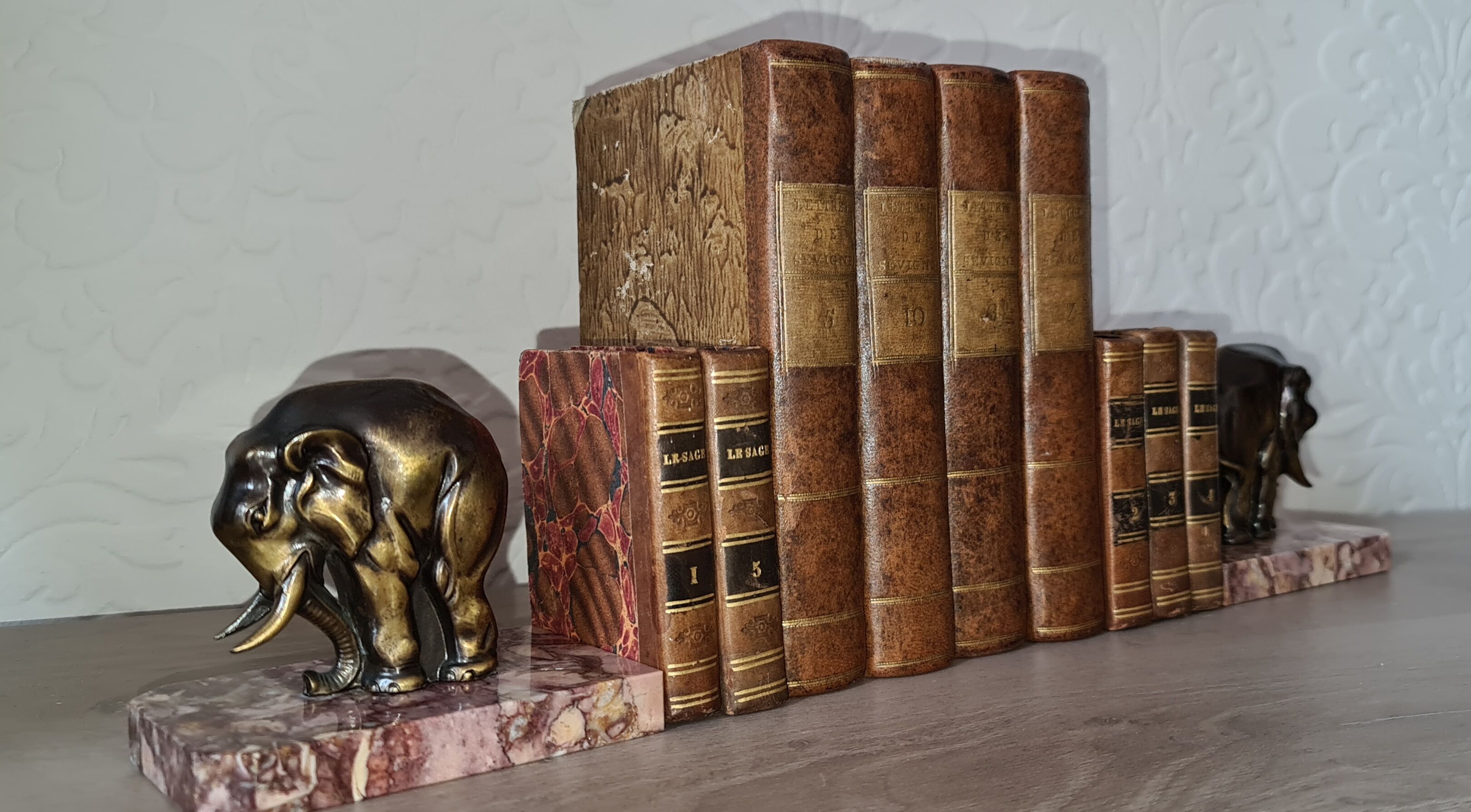 Paire de serre livres art deco marbre