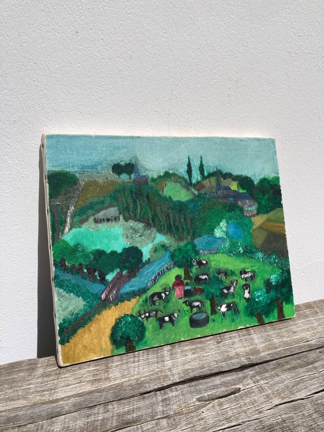 Tableau, huile sur toile paysage naïf