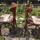 Pair of vintage bentwood chair + route 66 fabric seat
