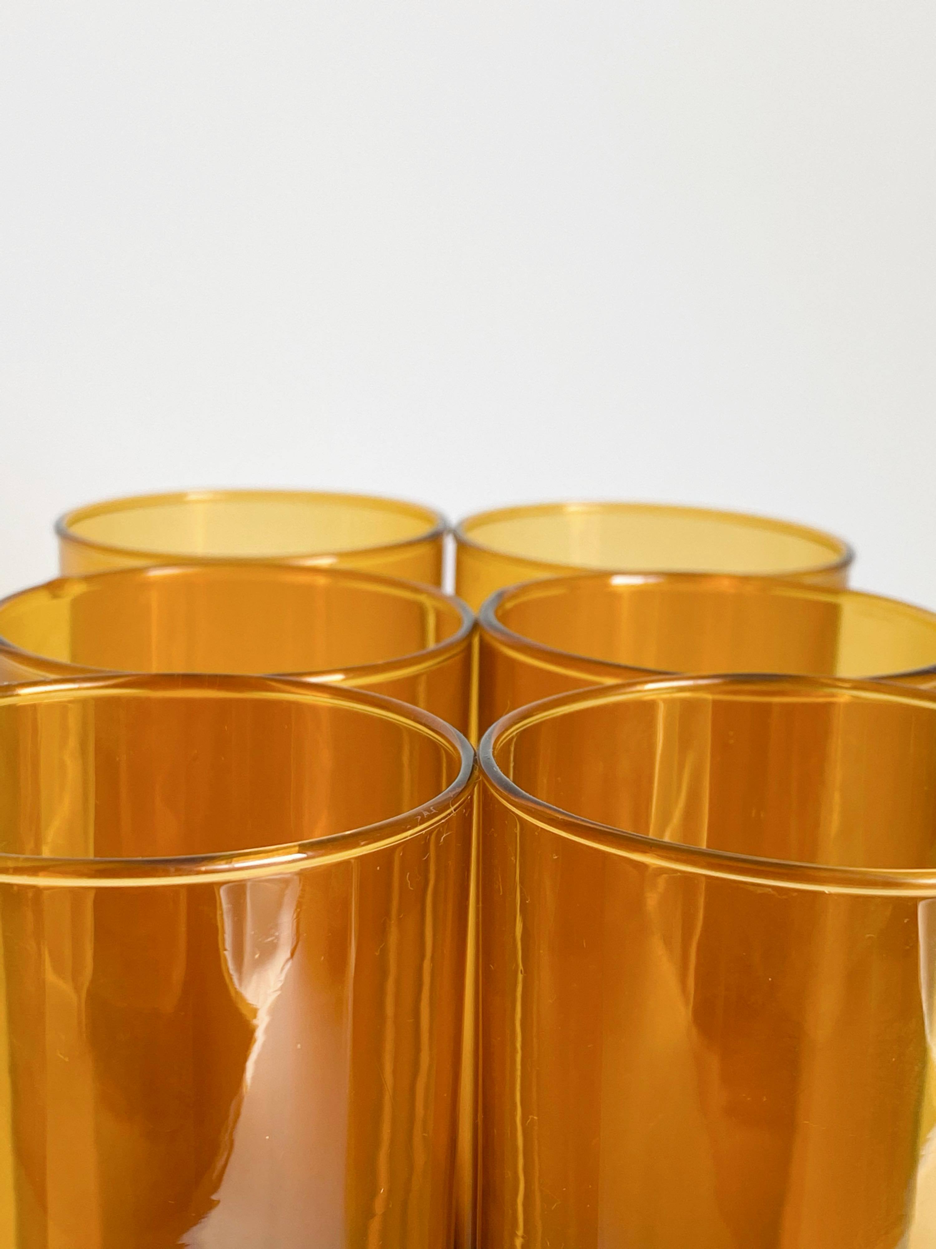 Set of 6 amber tube glasses