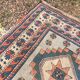 Antique Kazak Caucasian Carpet Wool 200x120 Vintage Blue Oriental Carpet 1900