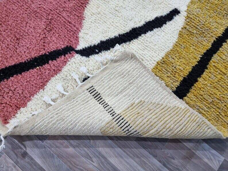 Handmade traditional Beni Ouarain rug, colourful, 150/250 cm.