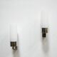 Pair of vintage metal and opaline wall lamps