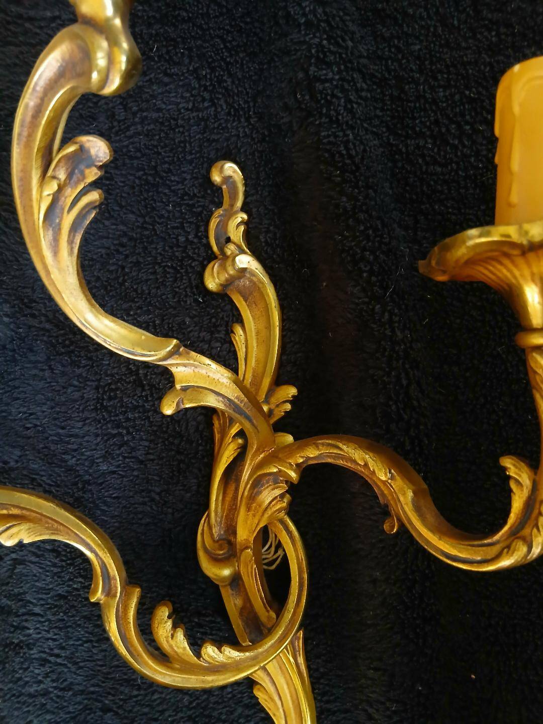 2 or more bronze wall lights in Louis XV rococo style with 3 arms.