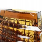 Optical vase, mid-century modern, yellow glass, designed by J. Drost, Ząbkowice, Poland, 1970s