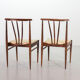 Rosewood Spindle Back Scandinavian Dining Chairs with Offwhite Upholstery