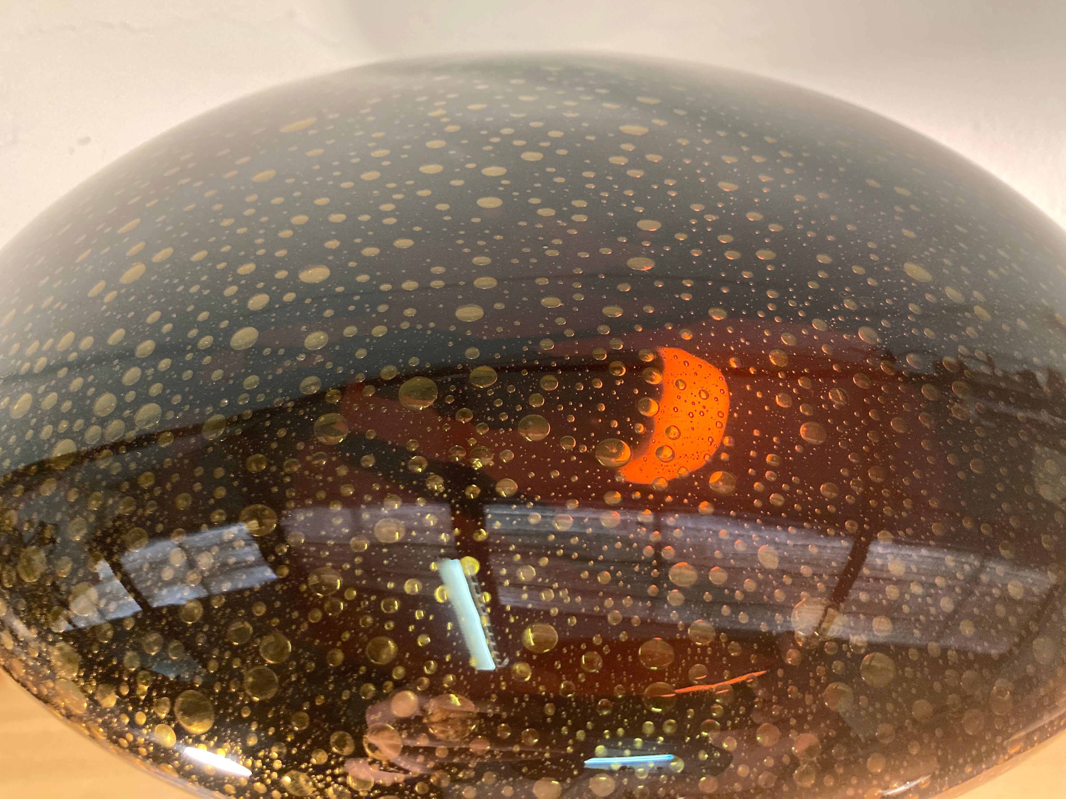 Art Deco organic mushroom bronze Murano bubble glass desk lamp