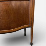 vintage wooden display cabinet with curved glass