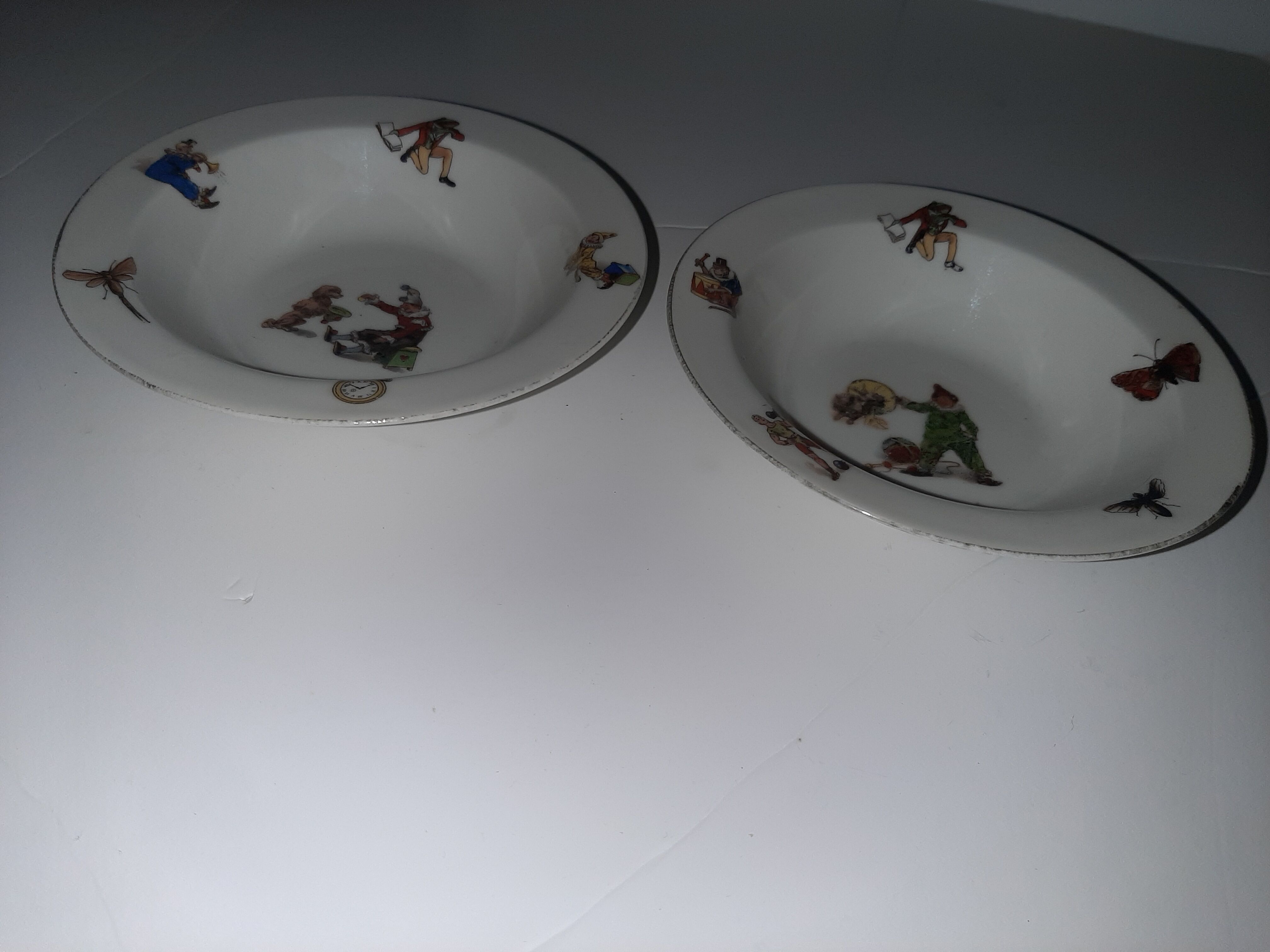 2 bowls of porridge child porcelain of Limoges art deco period
