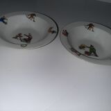 2 bowls of porridge child porcelain of Limoges art deco period