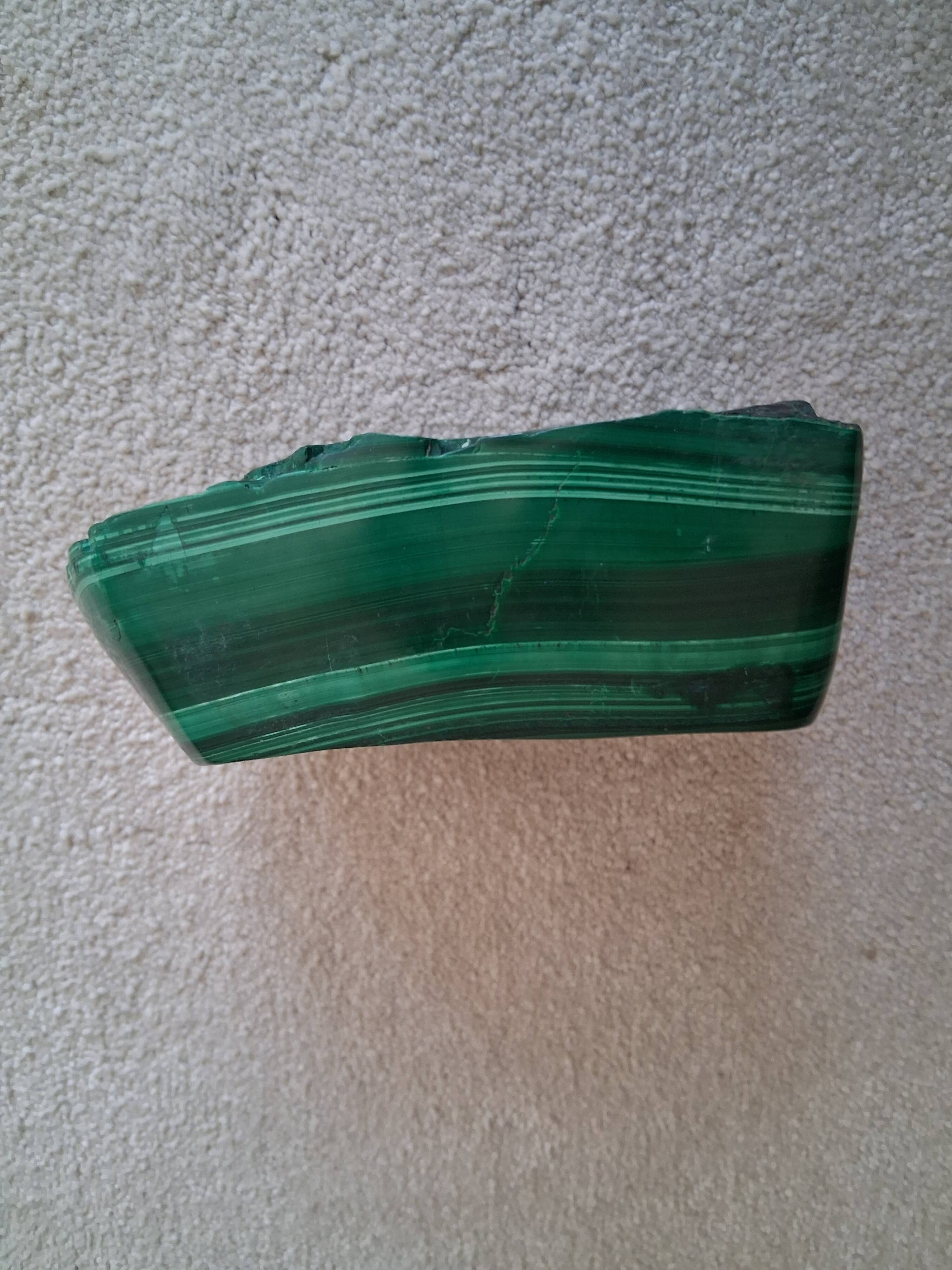 Cendrier en bloc de malachite solide vintage / Vide-Poche — Géométrique lourd de 1,34 kg