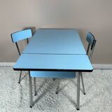 Blue Formica table and chairs from the 60s