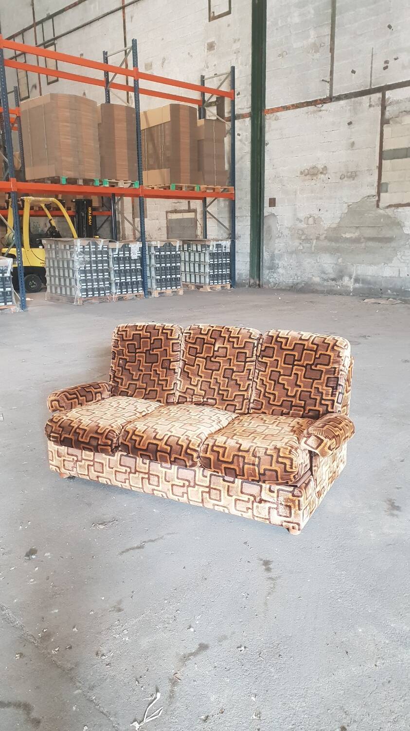 1970s velvet convertible sofa