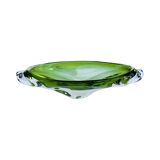 Green glass bowl, designed by J. Broz, Skrdlovice, Czechoslovakia, 1960s.