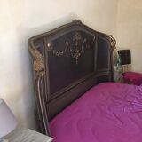 bed in solid walnut patinated Louis XVI style 160X200 cm