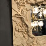 Charming artist mirror "at the vine" plaster of the 1990s 64x64cm