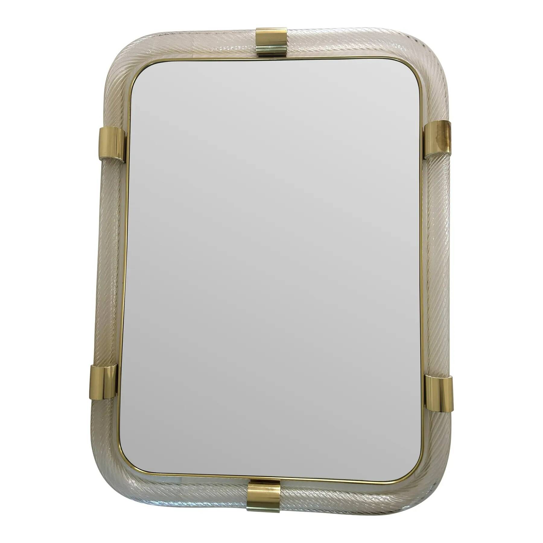 Scenographic Italian “Torciglione-Torchon” Murano Glass Wall Mirror