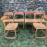 Set of 6 Baumann sleigh foot chairs 60s