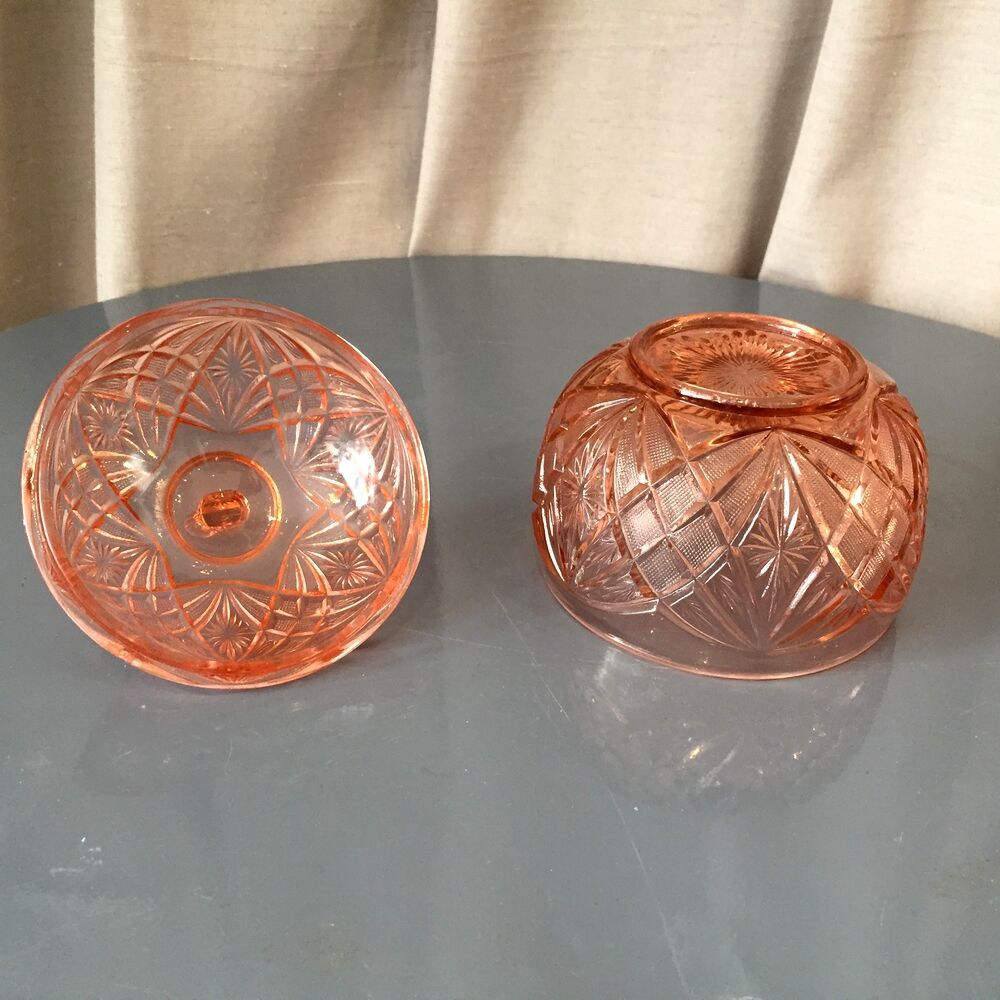 Sugar candy box in pink glass orange Portieux
