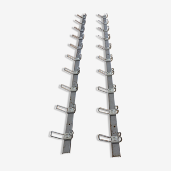 Grey school wall rack 10 hooks 1500mm