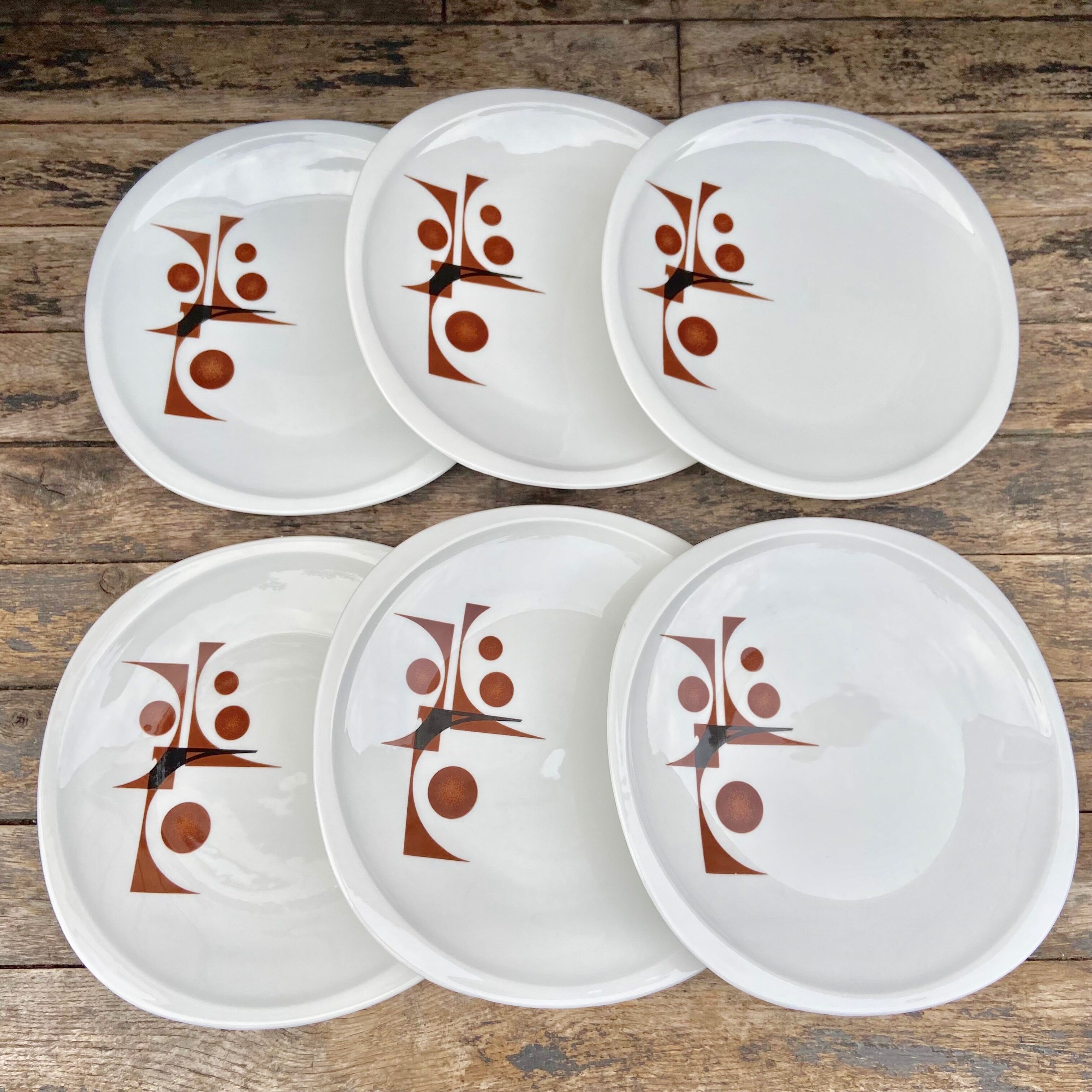 Ensemble de 6 assiettes -Porcelaine de Sologne-Années 70
