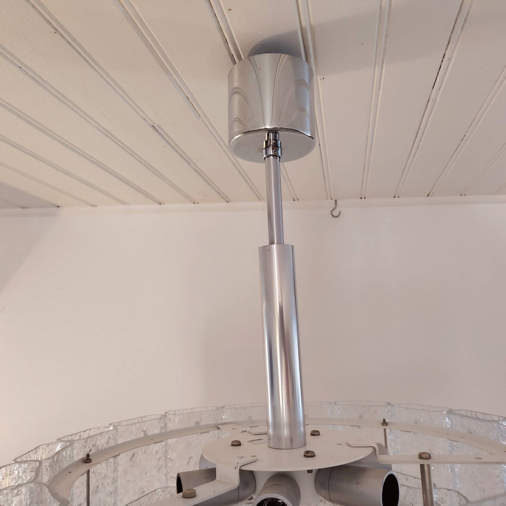 Large frosted glass chandelier Doria Leuchten 70's