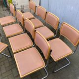 Set of 10 vintage chairs Marcel Breuer cesca b32 wood and skaï 1960