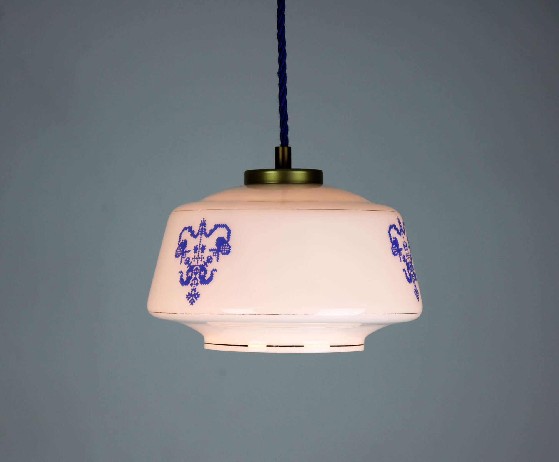 Vintage opaline glass pendant light