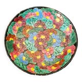 Vallauris flat Stamped numbered enamelled ?decoration of flowers