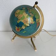 Vintage 1967 terrestrial globe Taride tripod gold glass world map - 22 cm