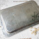 Vintage tray in silver stainless steel and palm tree