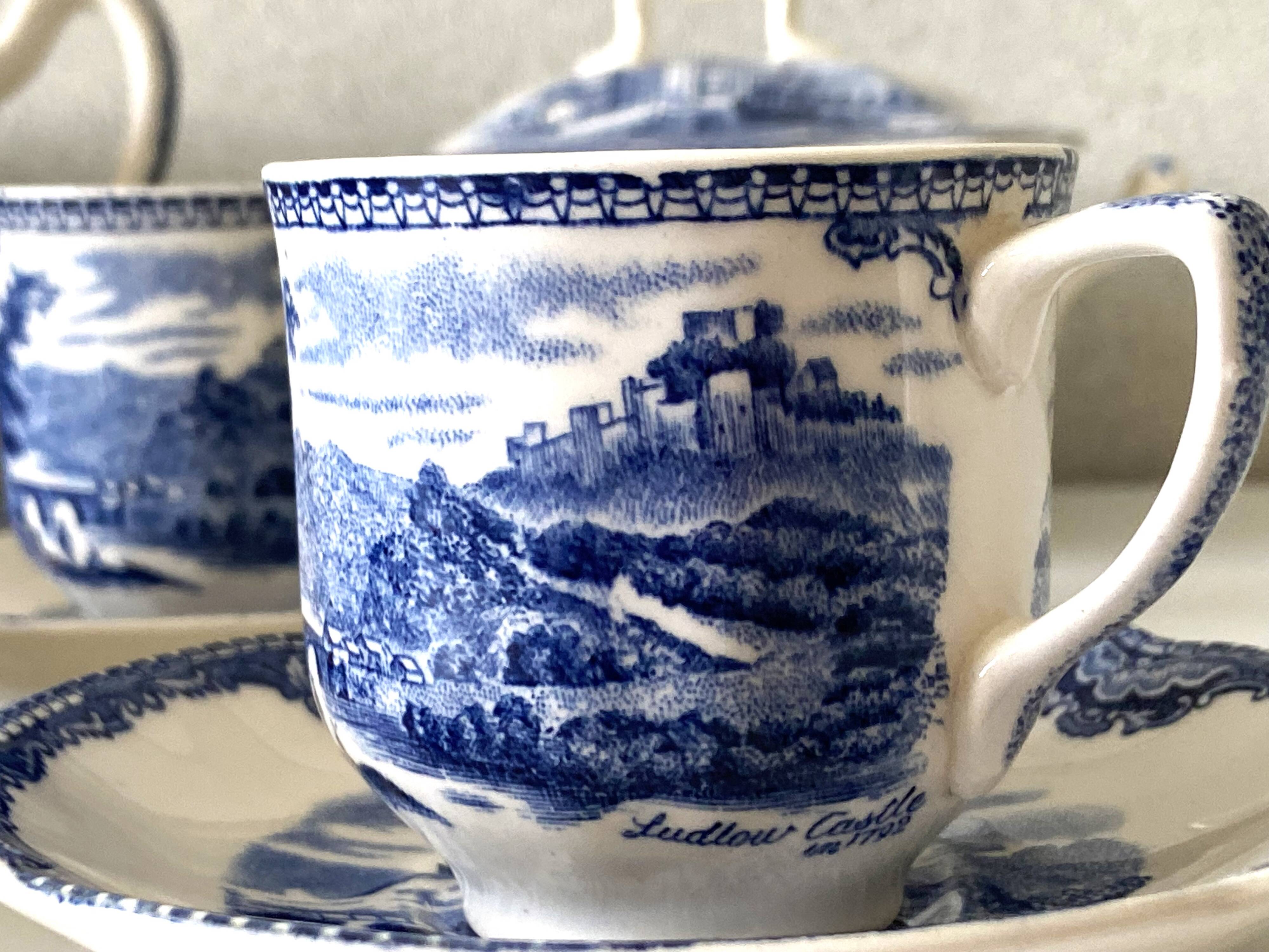 Vintage Johnson Brothers Old Castles Blue Coffee and Chocolate Tea Set