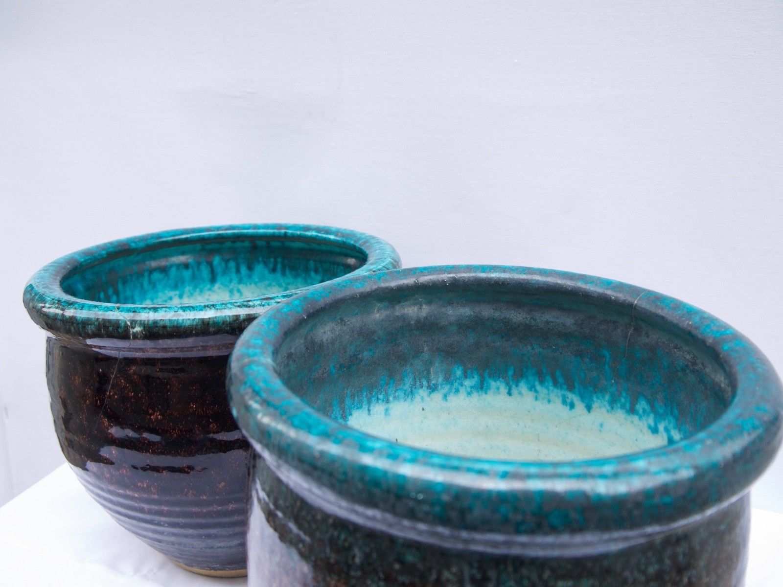 Pair of Accolay vintage ceramic pot cover