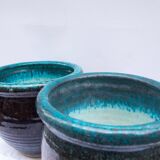 Pair of Accolay vintage ceramic pot cover