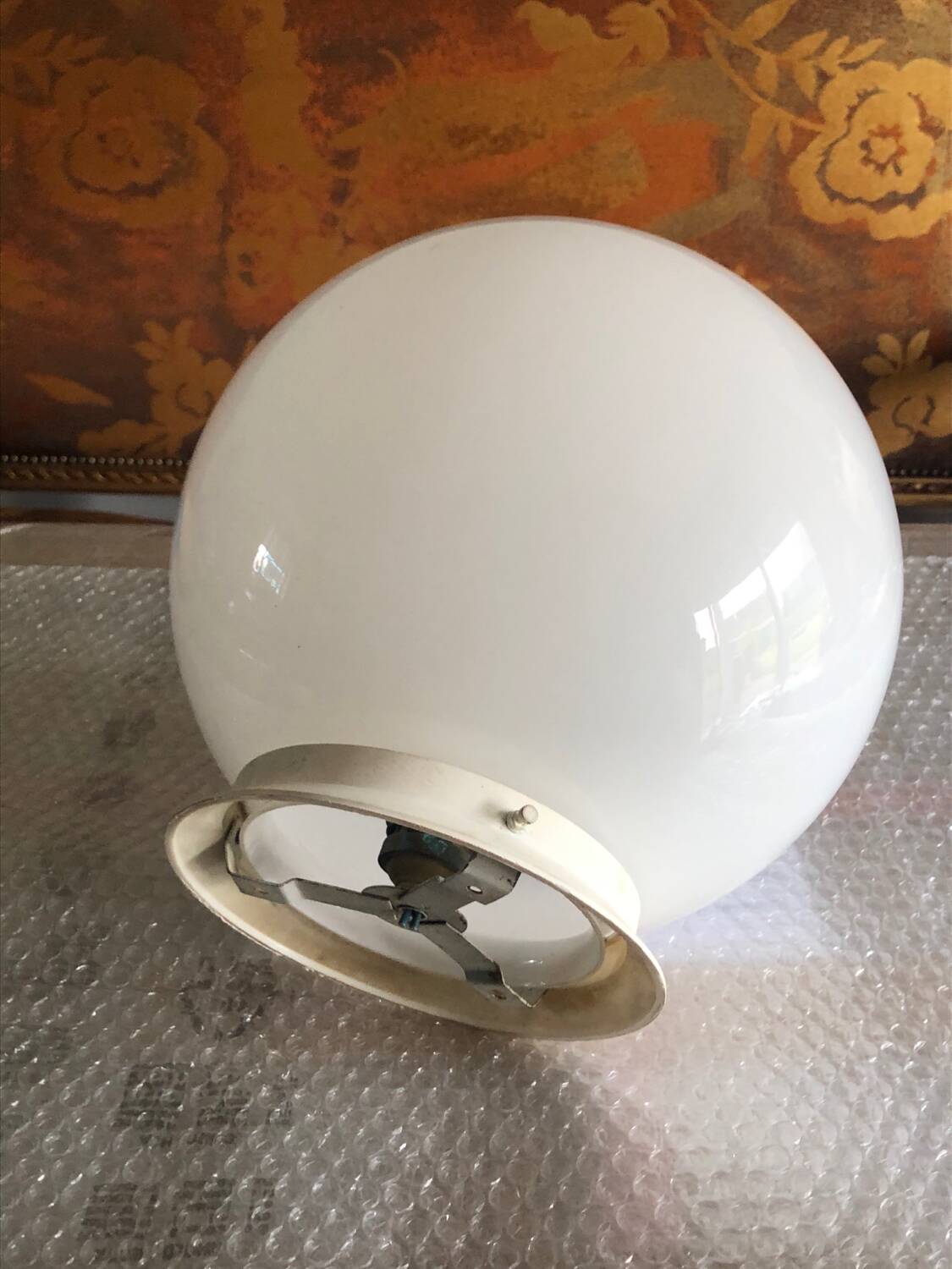 Opaline ball ceiling light.