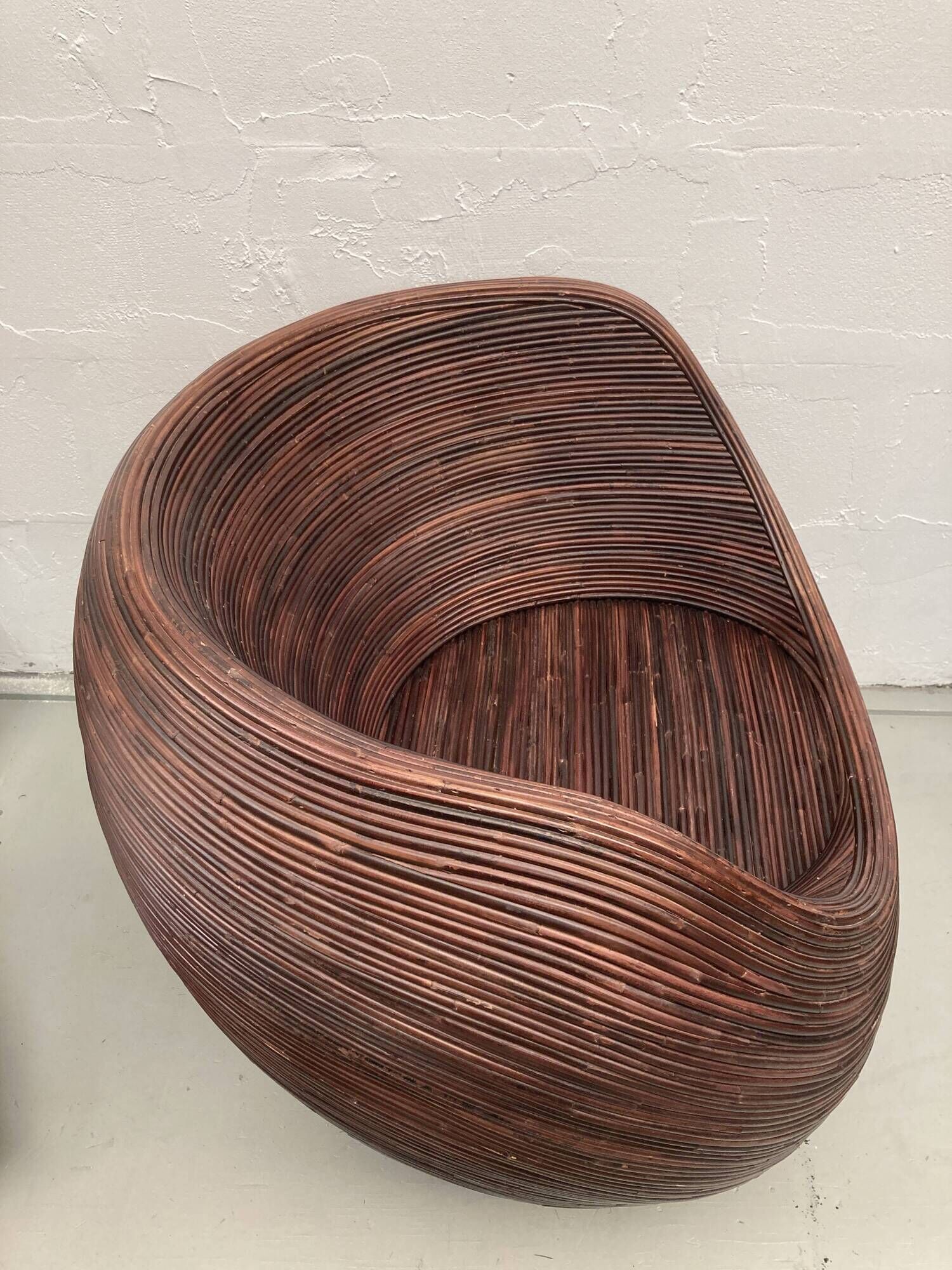 Vintage pencil or split reed rattan bamboo wicker egg pod chair