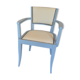Fully restored bridge chair, curly wool fabric