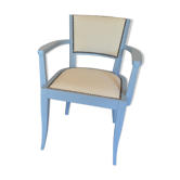 Fully restored bridge chair, curly wool fabric