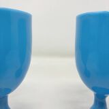 2 verres bleus en opaline de Portieux