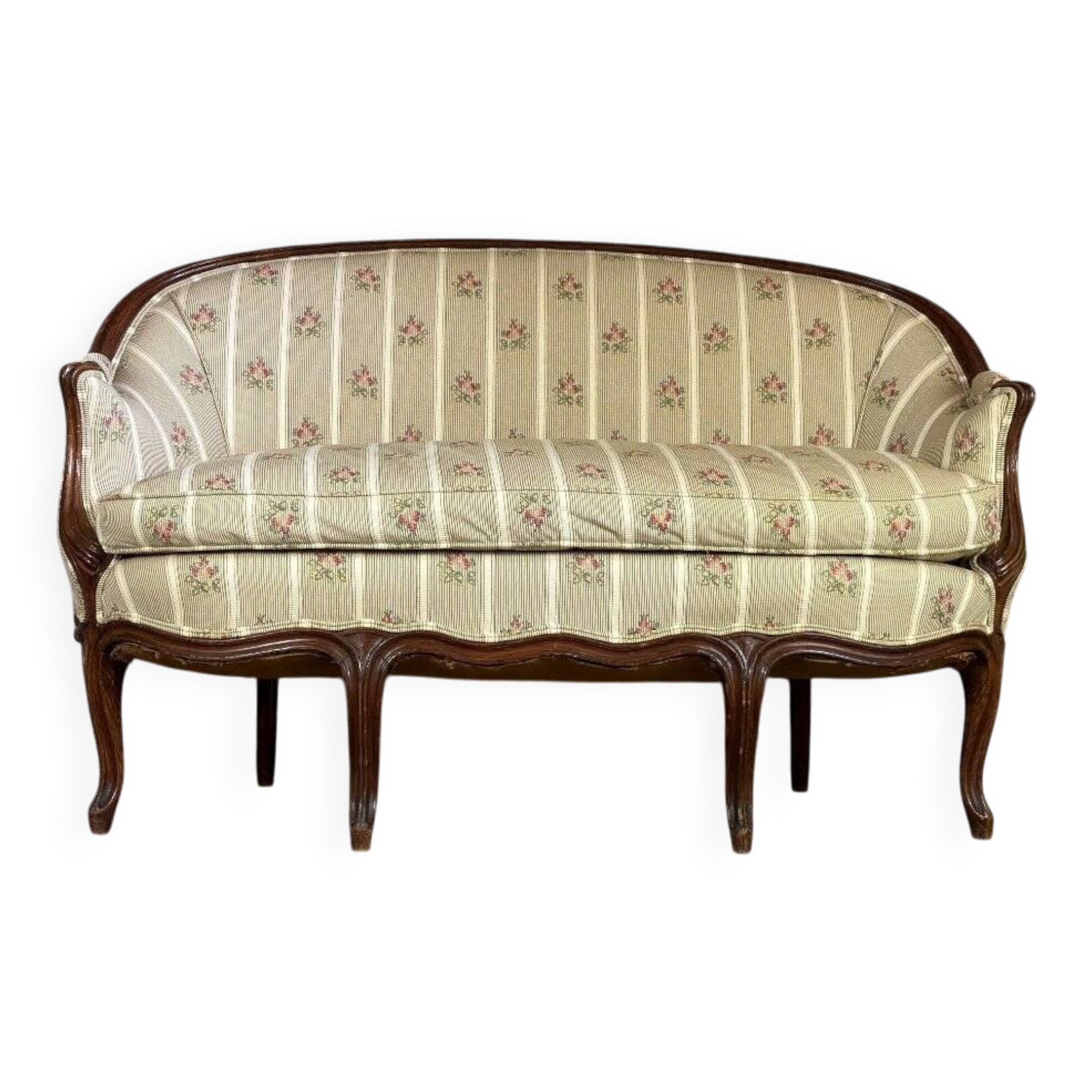 Louis XV style carved wooden basket bench, circa 1880