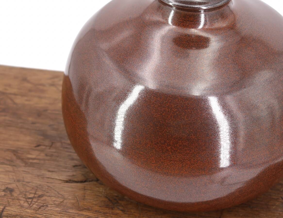 Pair of burgundy brown ceramic lamps, 1970s