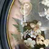 Oval frame napoleon iii glass bomb decor floral fabric xix eme