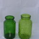 Lot of 2 vintage green glass jars 1970