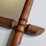 Turned wooden mirror in imitation of bamboo, from the 20s-30s, 54 x 65 cm