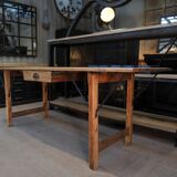 Table de travail vintage en sapin et en métal années 30